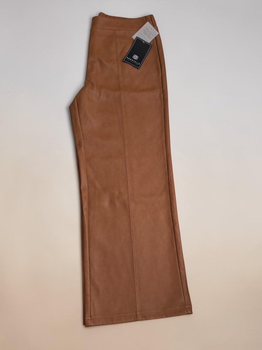 Bagatelle Collection Womens Faux Leather Wide-Leg Pants Camel Brown Size L new - Picture 3 of 8
